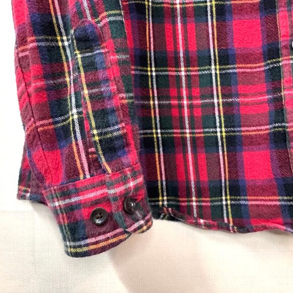 Vintage LL BEAN Flannel Button Down Size M Plaid 100% Cotton Outdoor Hiking Cozy - Picture 6 of 10